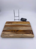 Large Teak Edge Grain Cutting Board with Feet - Great as a Wedding Gift or Realtor / Mortgage Closing Gift - Includes Board Butter and Stand