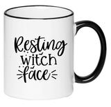 Resting Witch Face Funny Humorous Sarcastic Adult Halloween Coffee Cup, 11 Ounce Ceramic Mug