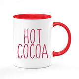 Hot Cocoa Farmhouse Mug in Red, Gift for Her, Secret Santa Gift, Hot Chocolate, 11 Ounce Ceramic Coffee Mug