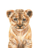 Watercolor Baby Lion Cub Safari Animal Nursery Unframed Print