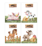 Farm Animal Nursery Little Boys Room Decor Set of 4 Unframed Prints - Cow, Pig, Horse and Donkey