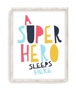 Super Boy Superhero Motivational Nursery Decor Unframed Print, A Superhero Sleeps Here