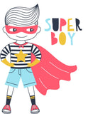 Super Boy Superhero Motivational Nursery Set of 4 Unframed Prints, Be Brave Little One