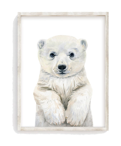 Watercolor Baby Polar Bear Arctic Animal Nursery Unframed Print