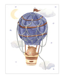 Bear in Hot Air Balloon Watercolor Nursery Decor Unframed Print