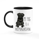 My Pug Is A Repuglican Funny Cute Adorable Republican Politics Black and White Dog Coffee Mug