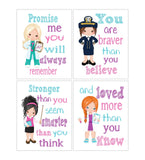 Girl Power Motivational Nursery Decor Set of 4 Prints Promise Me You Will Always Remember - Doctor, Navy Officer, Teacher and Scientist