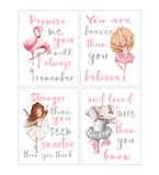 Ballerina Animals Nursery Decor Set of 4 Unframed Prints Prints You Are Braver, Stronger, Smarter and Loved - Flamingo and Elephant
