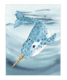 Watercolor Narwhal Arctic Animal Nursery Unframed Print