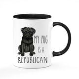 My Pug Is A Republican Funny Cute Adorable Politics Black and White Dog Coffee Mug