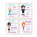 Girl Power Motivational Nursery Decor Set of 4 Prints Promise Me You Will Always Remember - Doctor, Navy Officer, Teacher and Scientist