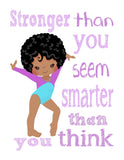 African American Gymnast Nursery Decor Set of 4 Unframed Prints Prints You Are Braver, Stronger, Smarter and Loved in Purple