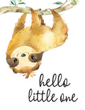 Hello Little One Sloth Jungle Tropical Animal Nursery Decor Unframed Print