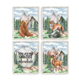 Watercolor Woodland Animals Nursery Set of 4 Unframed Prints, You Are Our Greatest Adventure, Bear Fox and Deer