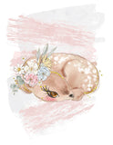 Watercolor Baby Deer in Blush Pink Nursery Art Decor Set of 3 Unframed Prints