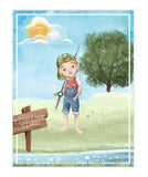 Watercolor Little Boy Fishing Nursery Little Boys Room Unframed Print, Rustic Outdoor Themed Decor
