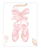 Watercolor Ballerina Pink and Gold Ballet Shoes Nursery Little Girls Room Decor Unframed Print