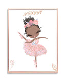 Watercolor African American Ballerina Pink Ballet Nursery Little Girls Room Decor Unframed Print