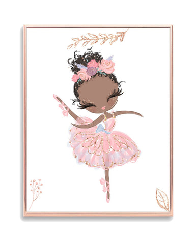 Black Ballerina Princess Wall Art Little Girl