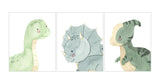 Watercolor Dinosaur Nursery Childrens Decor Set of 3 Unframed Dino Prints
