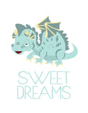 Good Knight Sweet Dreams Knight and Dragon Nursery or Little Boys Rooms Decor Set of 2 Unframed Prints
