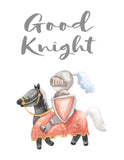 African American Personalized Watercolor Fairytale Sir Knight and Castle Nursery Set of 4 Unframed Prints, Coat of Arms