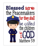 Police Real Life Superhero Christian Nursery Unframed Print - Blessed are the Peacemakers - Matthew 5:9