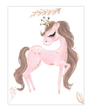 Watercolor Ballerina Horse Pink and Gold Ballet Nursery Little Girls Room Decor Unframed Print