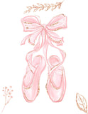 Watercolor Ballerina Pink and Gold Ballet Shoes Nursery Little Girls Room Decor Unframed Print