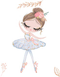 Watercolor Ballerina in White and Gold Ballet Nursery Little Girls Room Decor Unframed Print