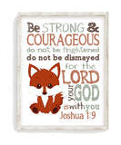 Fox Woodland Animal Christian Nursery Decor Unframed Print- Be Strong and Courageous Joshua 1:9