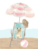 Cairn Terrier Puppy Dog at Beach Watercolor Dog Illustration Unframed Print, Nursery Decor, Kid's Bedroom, Laundry Room or Dog Lover
