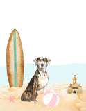 Catahoula Leopard Puppy Dog at Beach Watercolor Dog Illustration Unframed Print, Nursery Decor, Kid's Bedroom, Laundry Room or Dog Lover