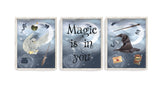 Magic Is In You Wizard Magic Nursery Decor Set of 3 Wall Art Prints Neutral, Wizardry Kid's Room Décor