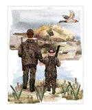 Watercolor Father Son Duck Hunting Nursery Little Boys Room Unframed Print, Rustic Outdoor Themed Decor