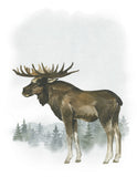 Bear and Moose Woodland Forest Trees Animal Watercolor Wilderness Outdoor Themed Nursery Decor Set of 3 Unframed Prints