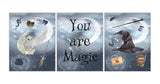 You Are Magic Wizard Magic Nursery Decor Set of 3 Wall Art Prints Neutral, Wizardry Kid's Room Décor
