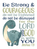 Watercolor Prehistoric Dinosaur Christian Nursery Decor Set of 4 Unframed Prints with Bible Verses
