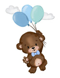 Teddy Bear Watercolor Baby Boy Rainbow Balloons Little Bear Cave Nursery Decor Set of 3 Unframed Prints
