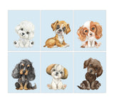 Watercolor Dogs Baby Animal Blue Nursery Decor Set of 6 Unframed Pet Prints