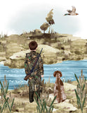 Watercolor Boy Hunting with German Shorthaired Pointer Dog Nursery Little Boys Room Unframed Print, Rustic Outdoor Themed Decor