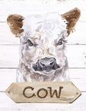 Cow Watercolor Farm Animal Rustic Shiplap Farmhouse Nursery Decor Unframed Print