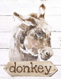 Donkey Watercolor Farm Animal Rustic Shiplap Farmhouse Nursery Decor Unframed Print