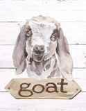 Goat Watercolor Farm Animal Rustic Shiplap Farmhouse Nursery Decor Unframed Print