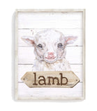 Lamb Watercolor Farm Animal Rustic Shiplap Farmhouse Nursery Decor Unframed Print