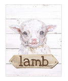 Lamb Watercolor Farm Animal Rustic Shiplap Farmhouse Nursery Decor Unframed Print