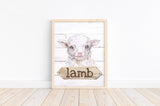 Lamb Watercolor Farm Animal Rustic Shiplap Farmhouse Nursery Decor Unframed Print