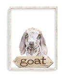 Goat Watercolor Farm Animal Rustic Farmhouse Nursery Decor Unframed Print