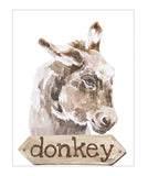 Donkey Watercolor Farm Animal Rustic Farmhouse Nursery Decor Unframed Print