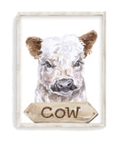 Cow Watercolor Farm Animal Rustic Farmhouse Nursery Decor Unframed Print